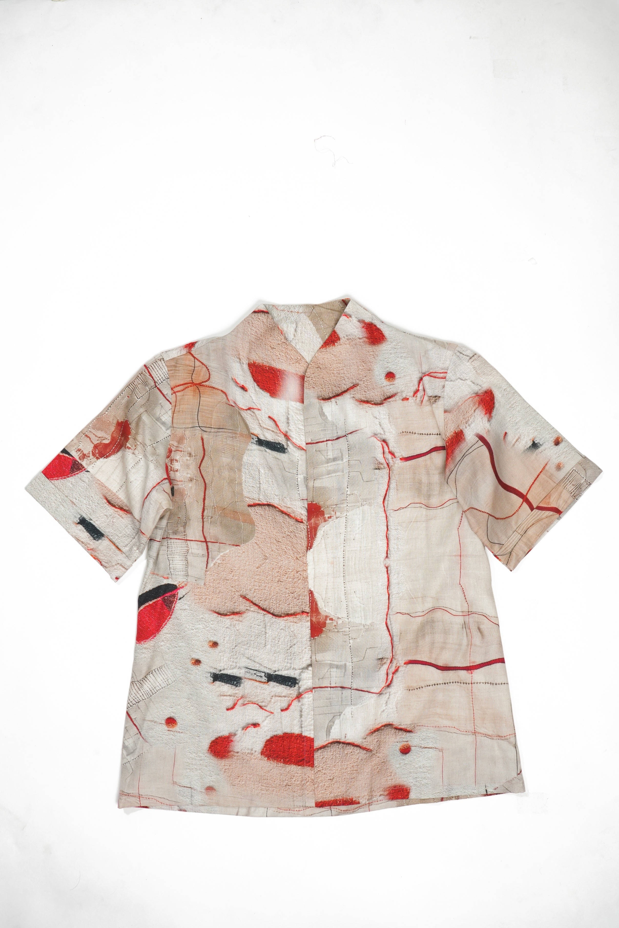 Textile Threads Printed Baseball Coller Shirt - cloth image 2