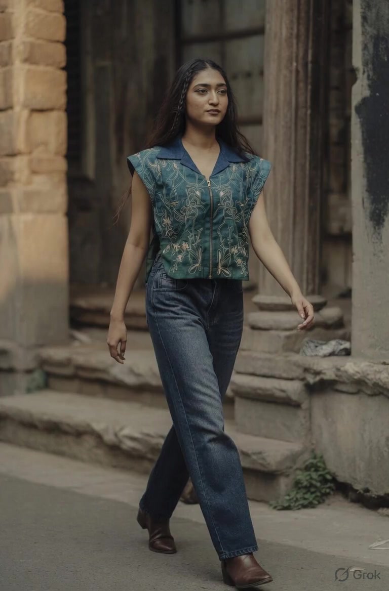 Ombre Embroidered Crop Shirt