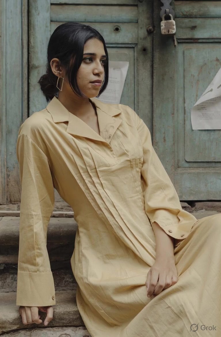 Yellow Pleated Dress