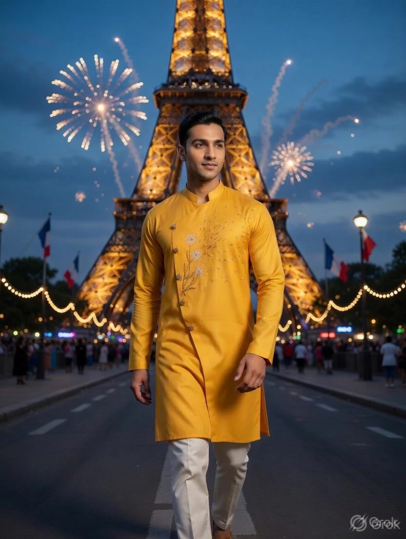 Yellow Dandelions Embroidered Silk Kurta