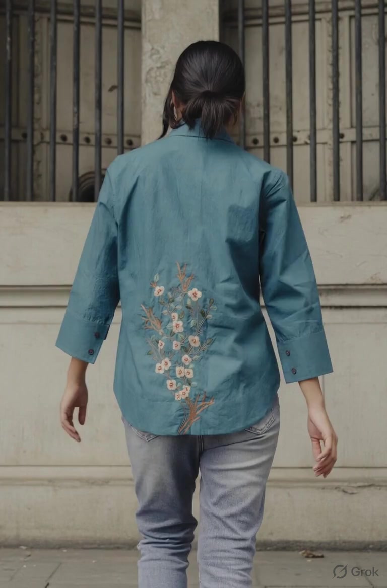 Teal Cherry Blossom Shirt