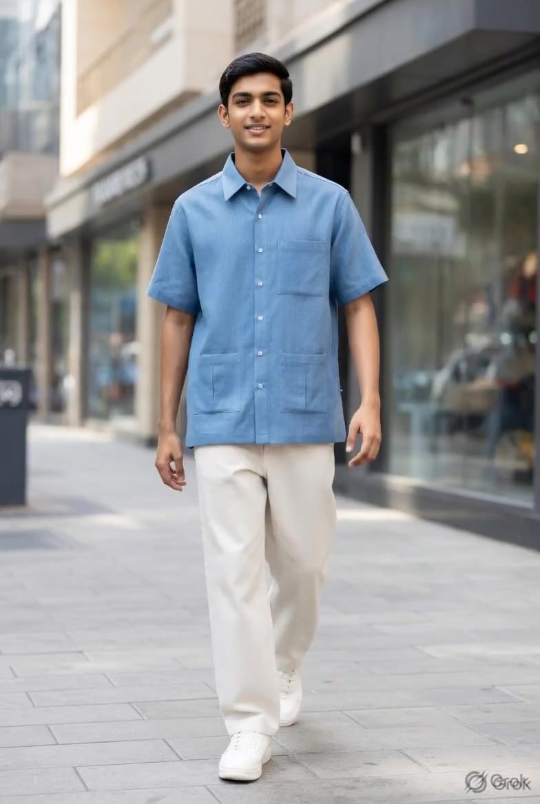 Sky Blue Khadi Shirt