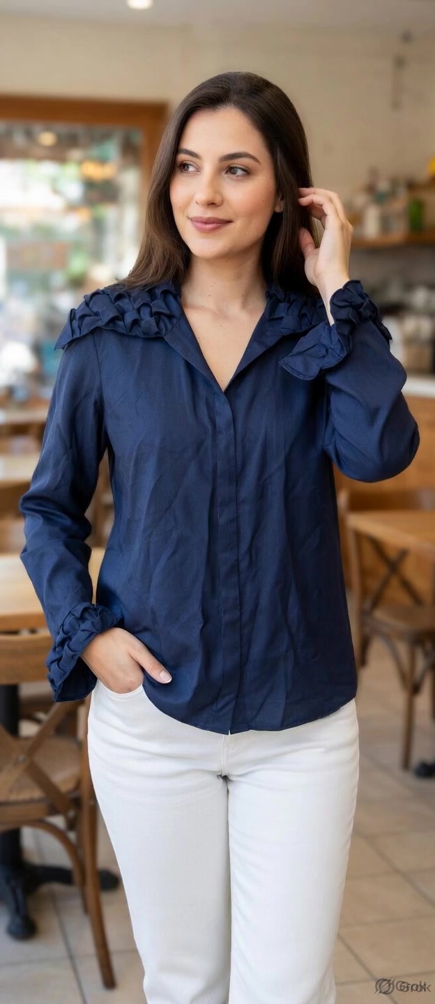 Dark Blue Smocking Shirt