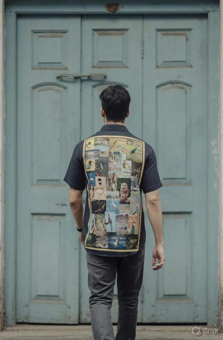 Bird Collage Printed Shirt