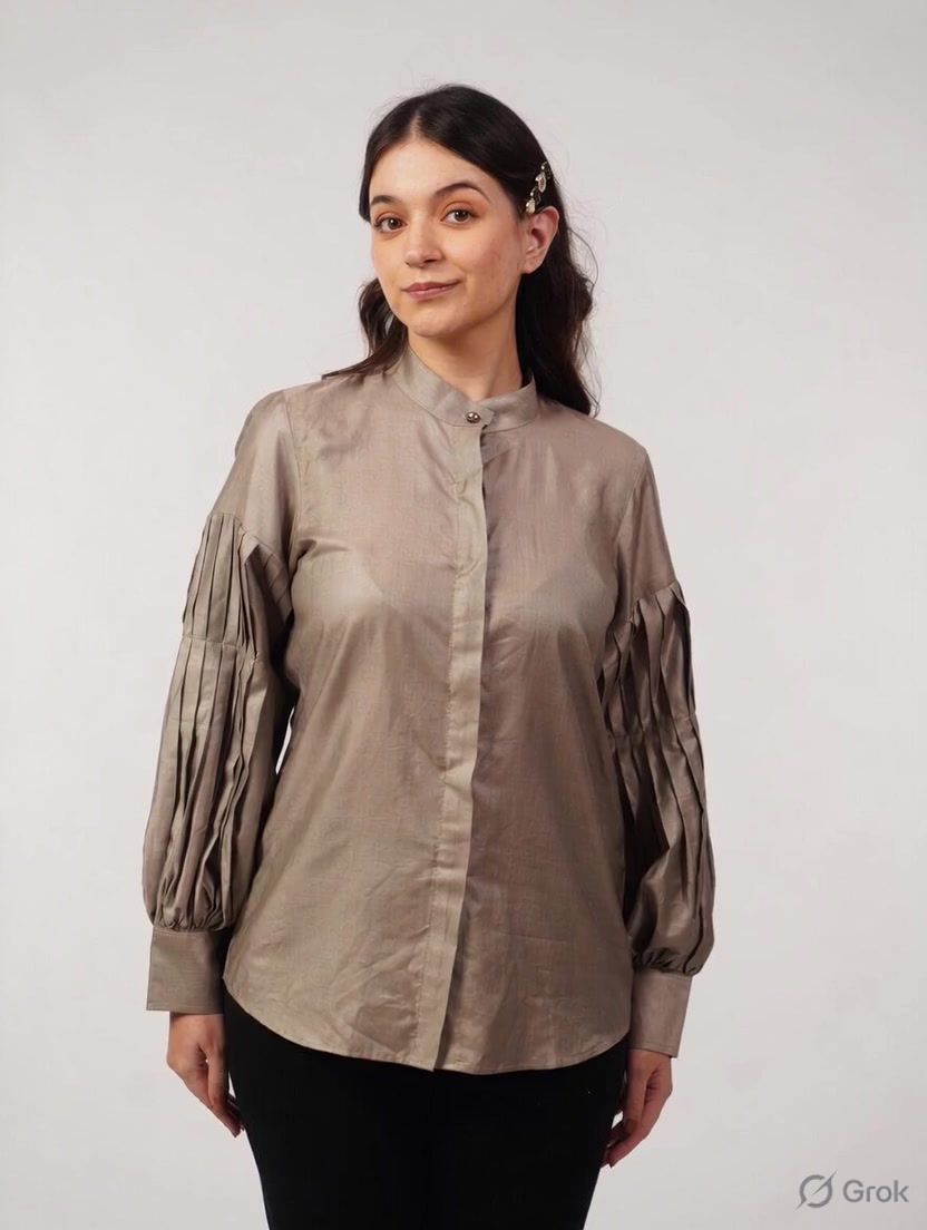 Gun Metal Pleated Shirt