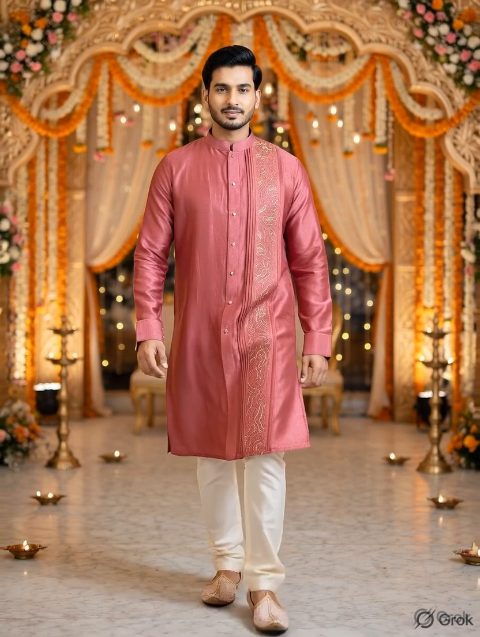 Pink Wave Embroidered Kurta