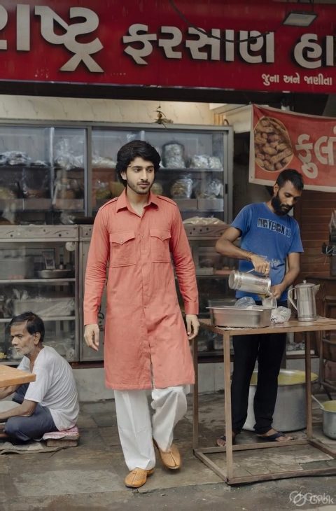 Red Constructed kurta