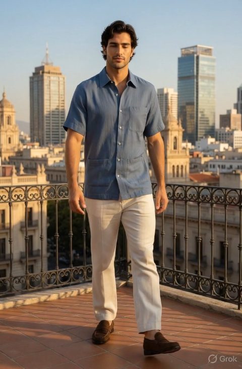 Sky Blue Khadi Shirt