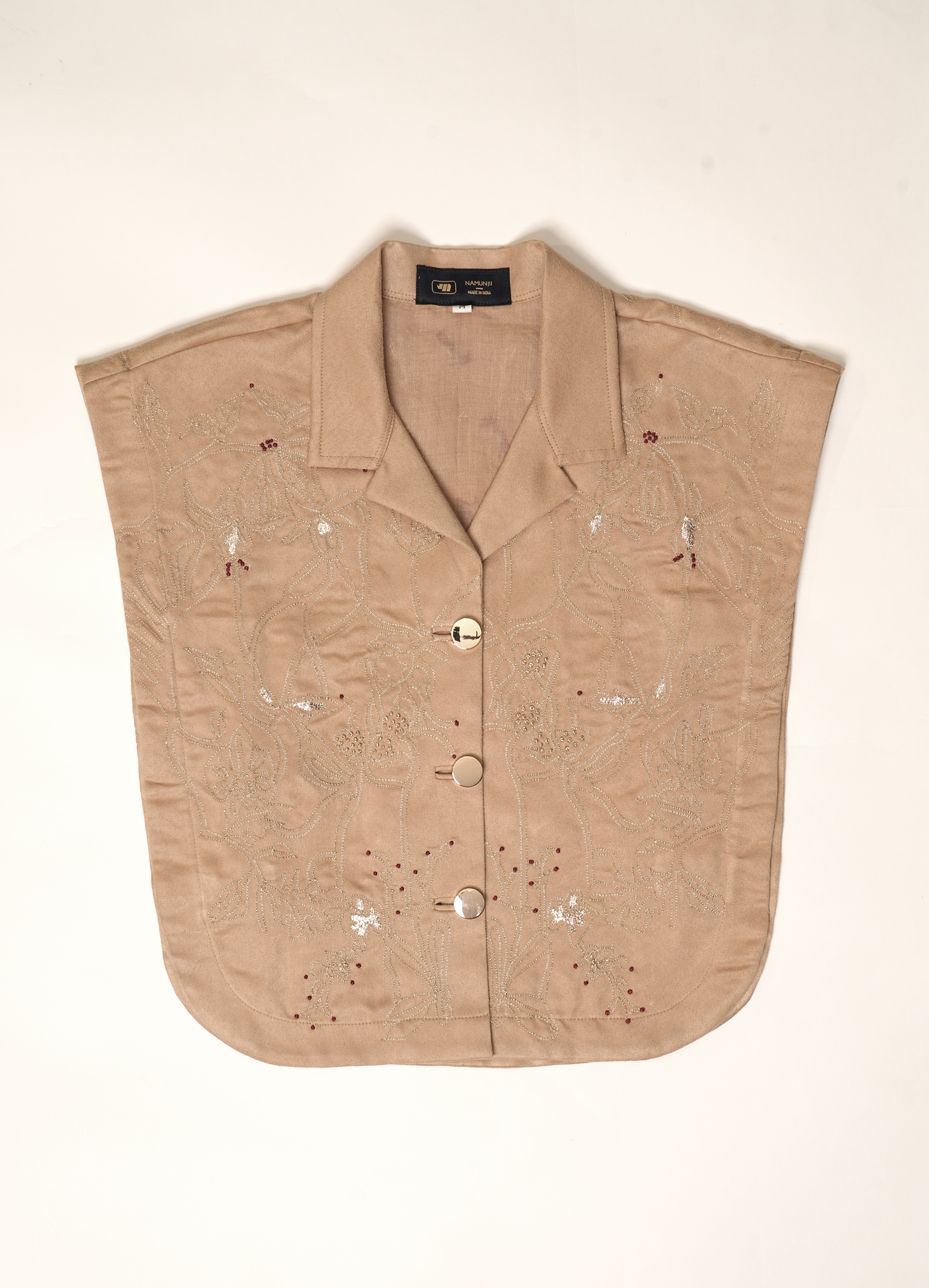 Camel Golden Pitta Embroidered Crop Shirt - cloth image 1
