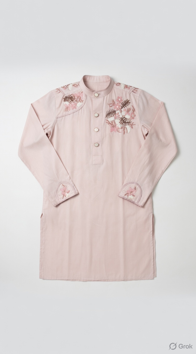 Baby Pink Embroidered Kurta - cloth image 1