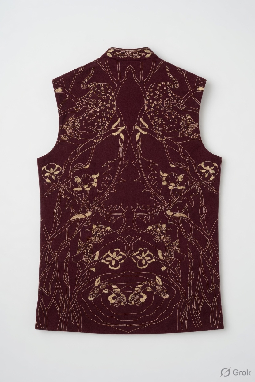 Leopard Embroidery Waistcoat - cloth image 2