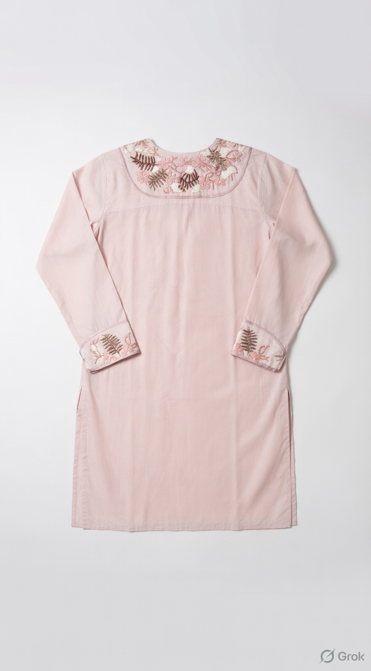 Baby Pink Embroidered Kurta - cloth image 2