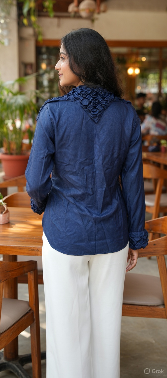 Dark Blue Smocking Shirt 2