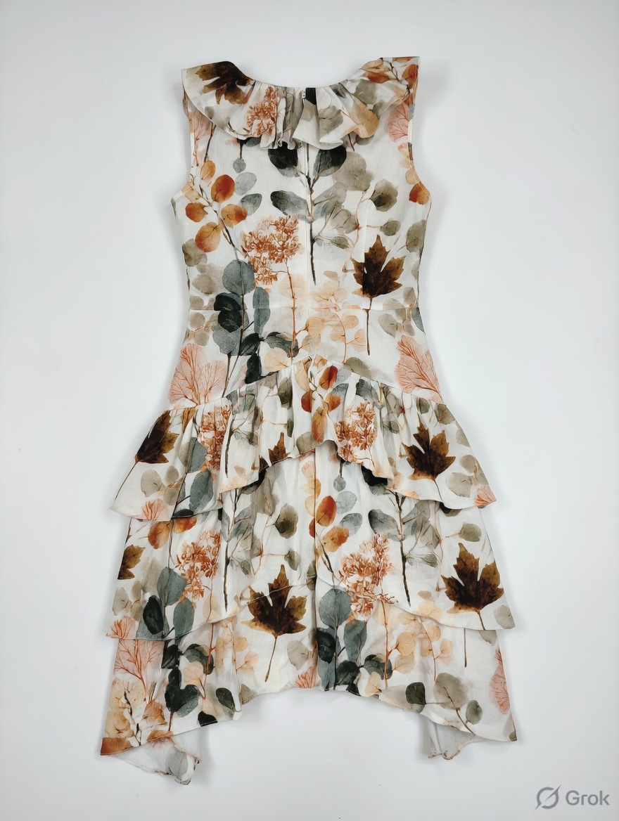 Eco Printed Frilled Layers Dress - cloth image 1