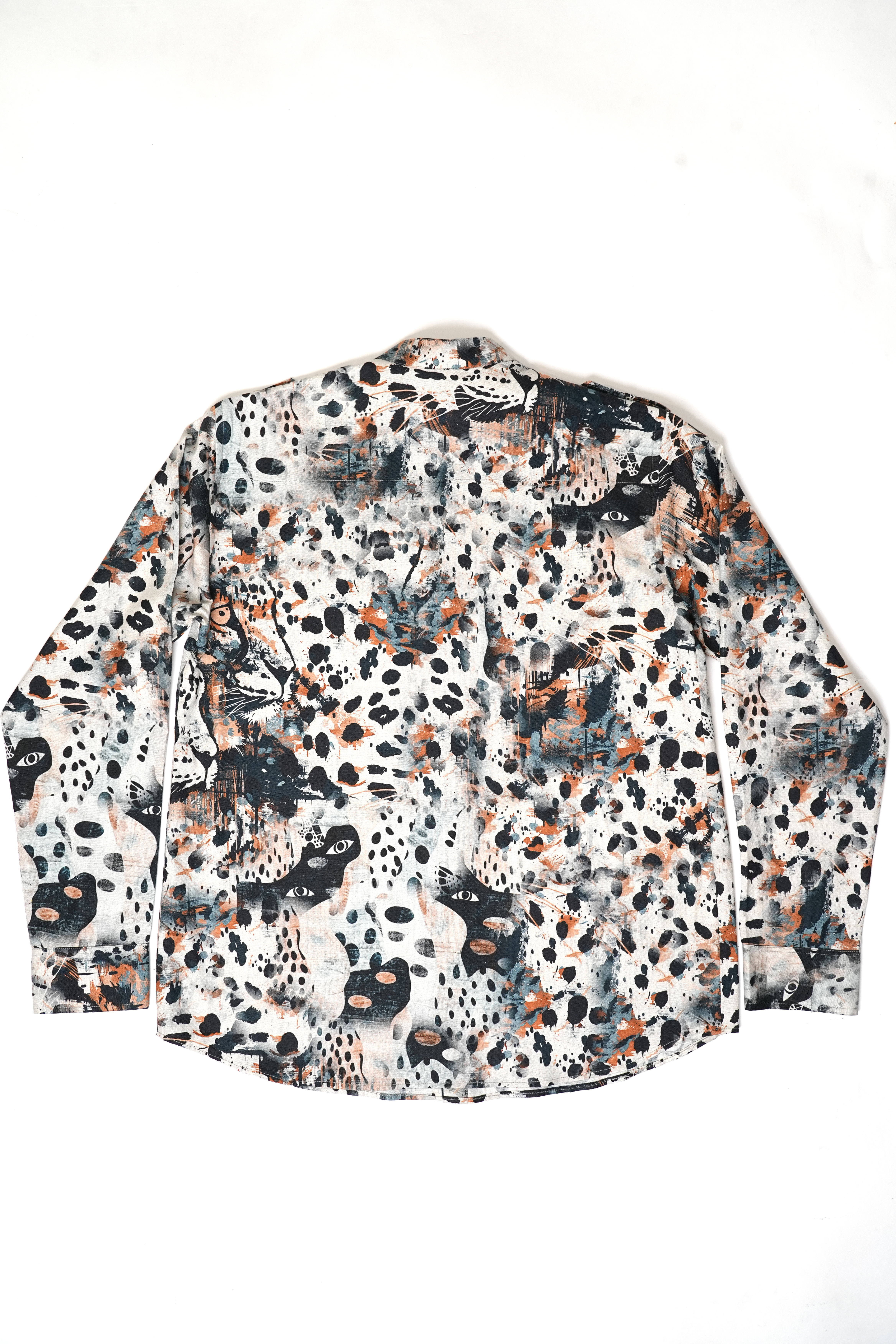 Indigo Leopard Stand Collar Shirt - cloth image 1