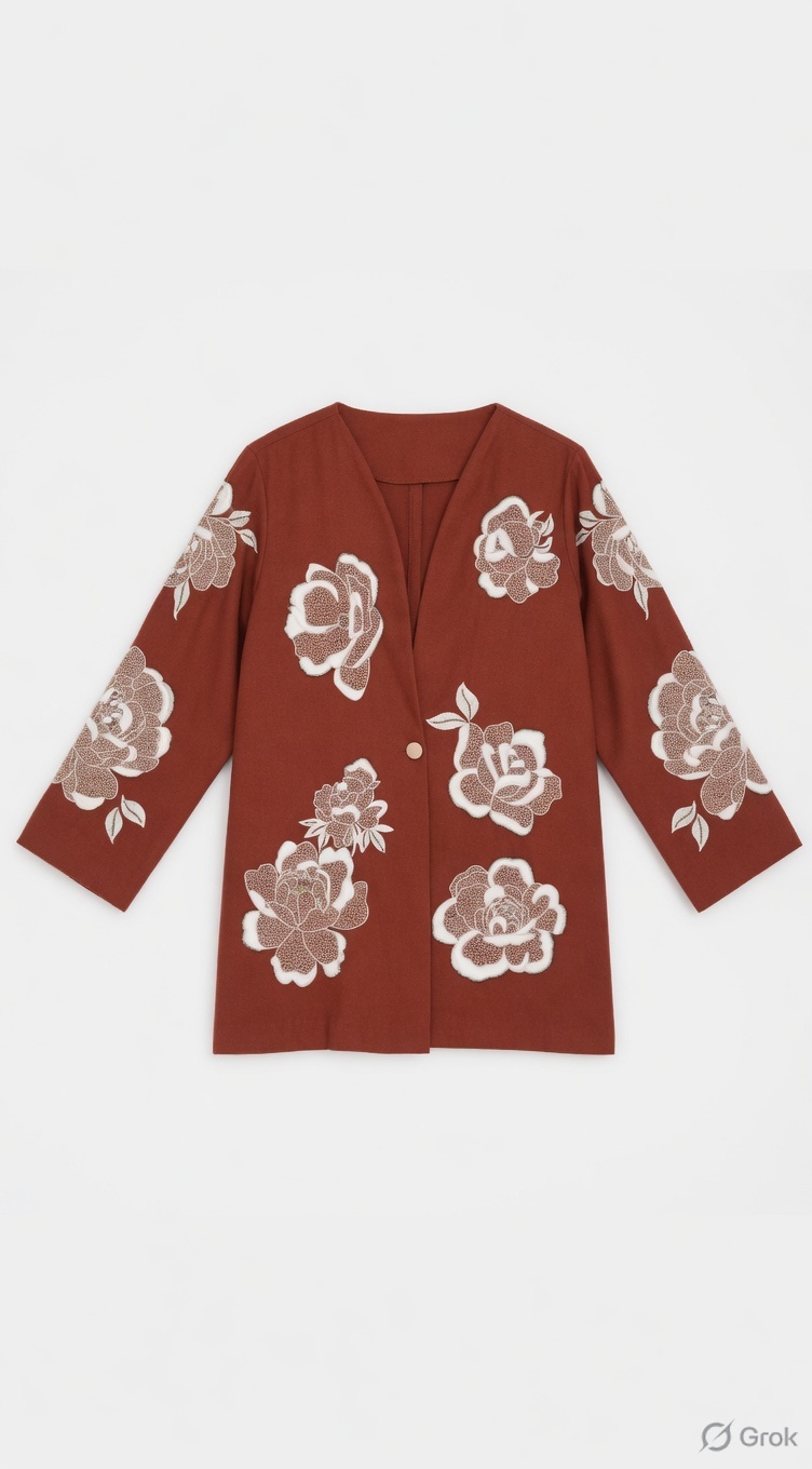 Maroon Floral Jacket - cloth image 1