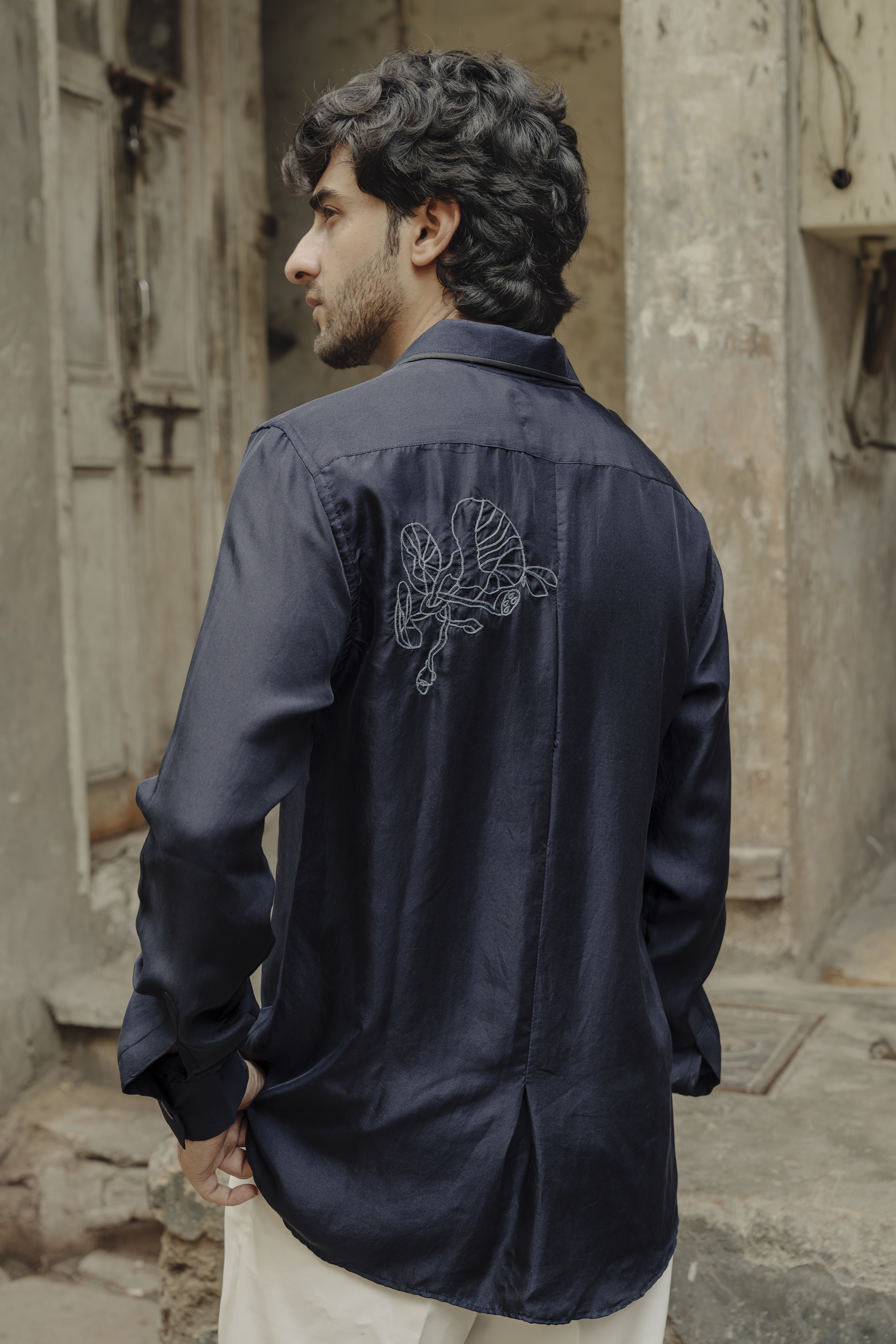 Blue Embroidered Silk shirt 2