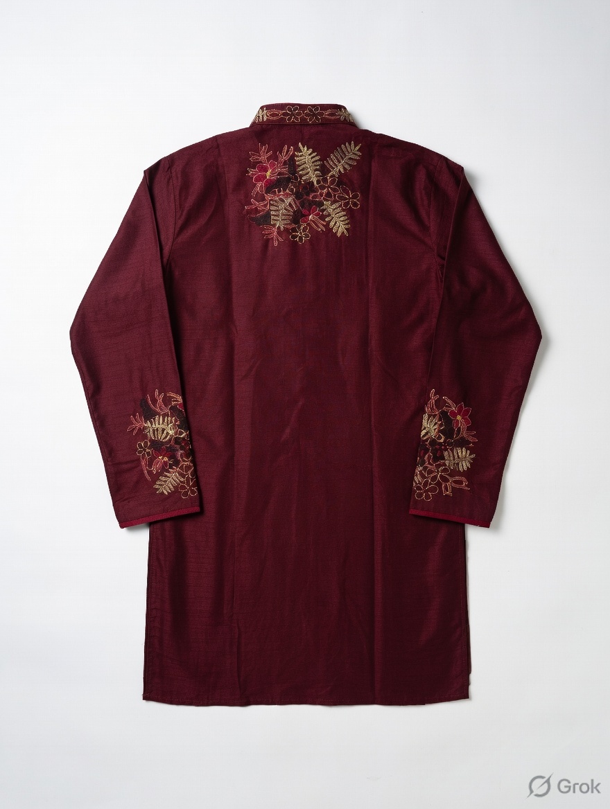 Maroon Embroidered Kurta - cloth image 2
