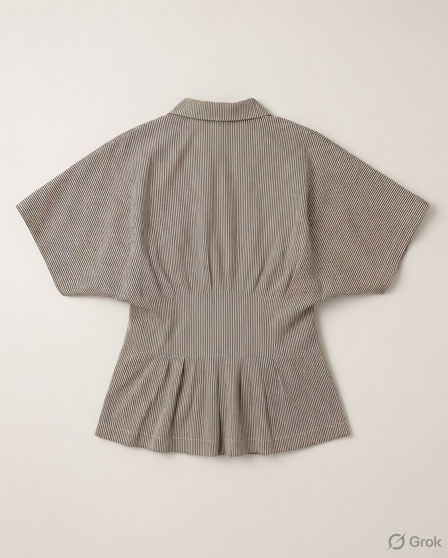 Brown Stripes Pleated Top - cloth image 2