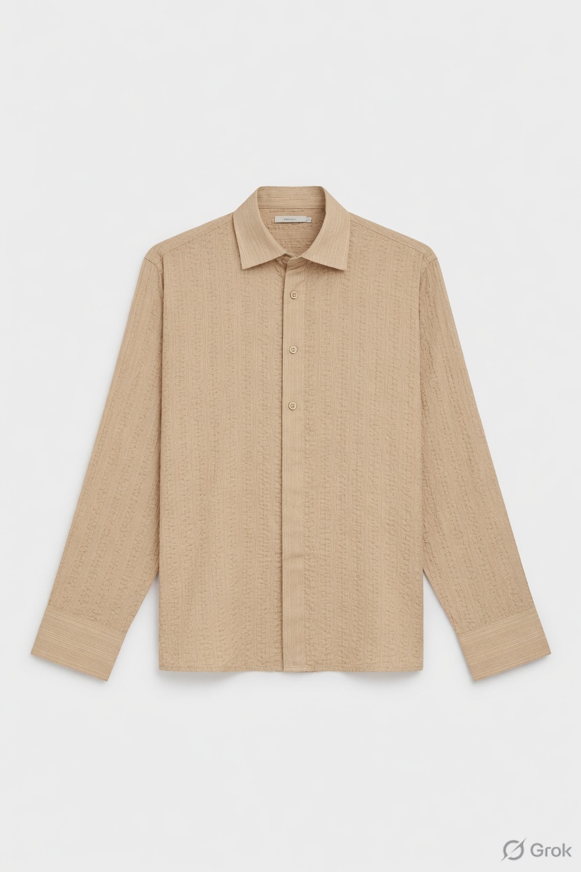 camel Silk Stripes Men Shirt - cloth image 1