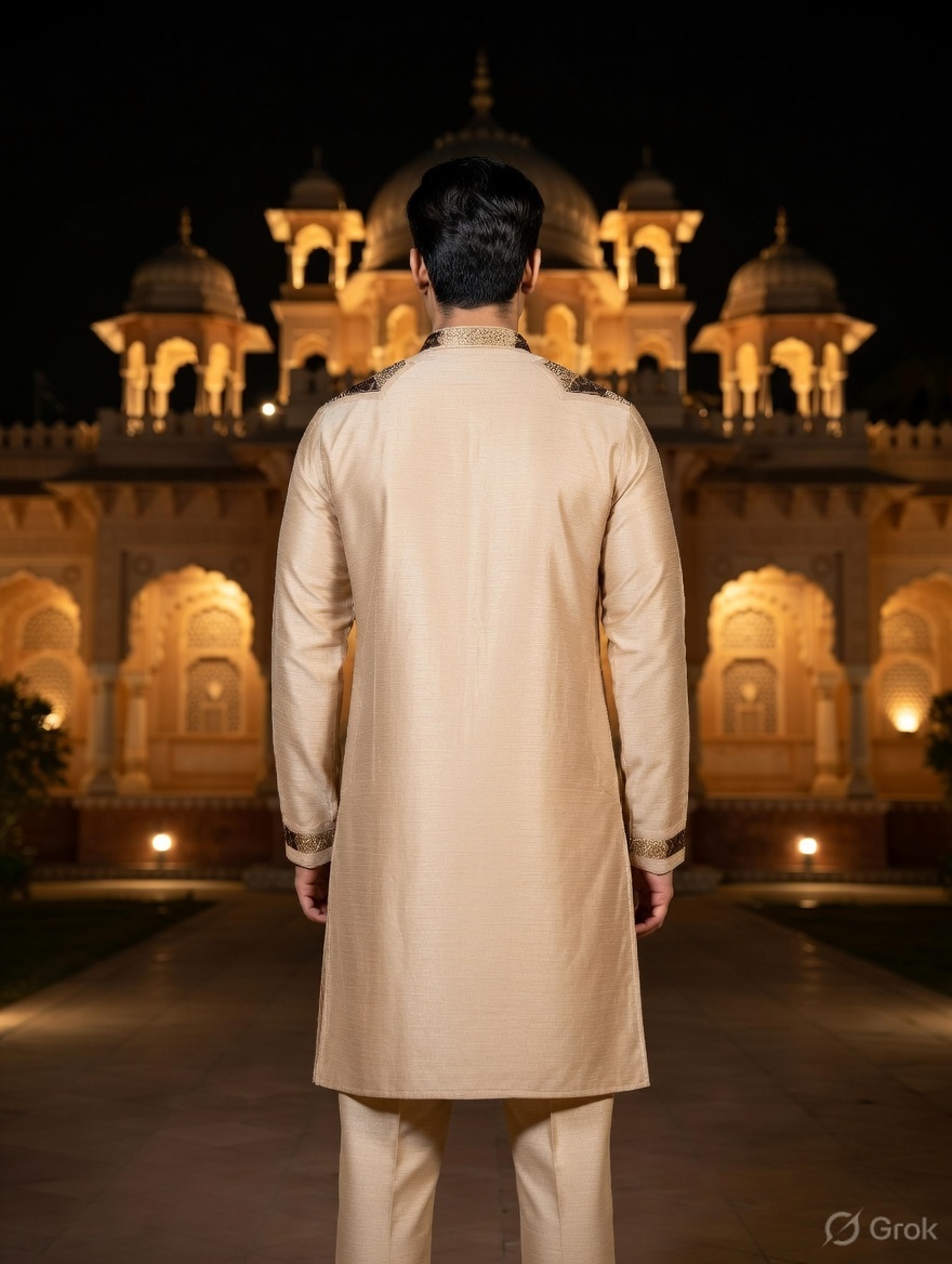 Beige geometric Embroidered Kurta 2