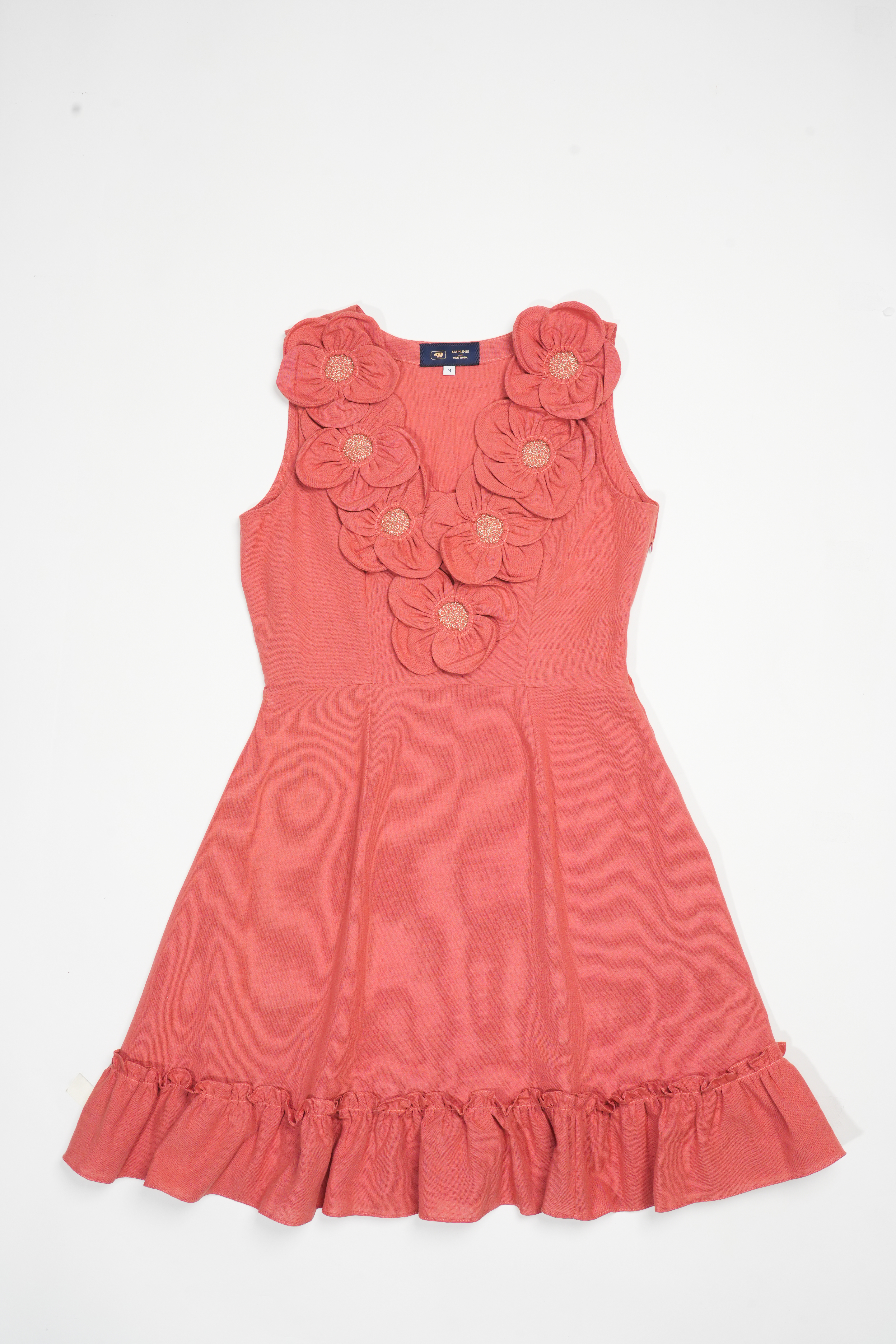 Rust Flower Embroidered Dress - cloth image 1