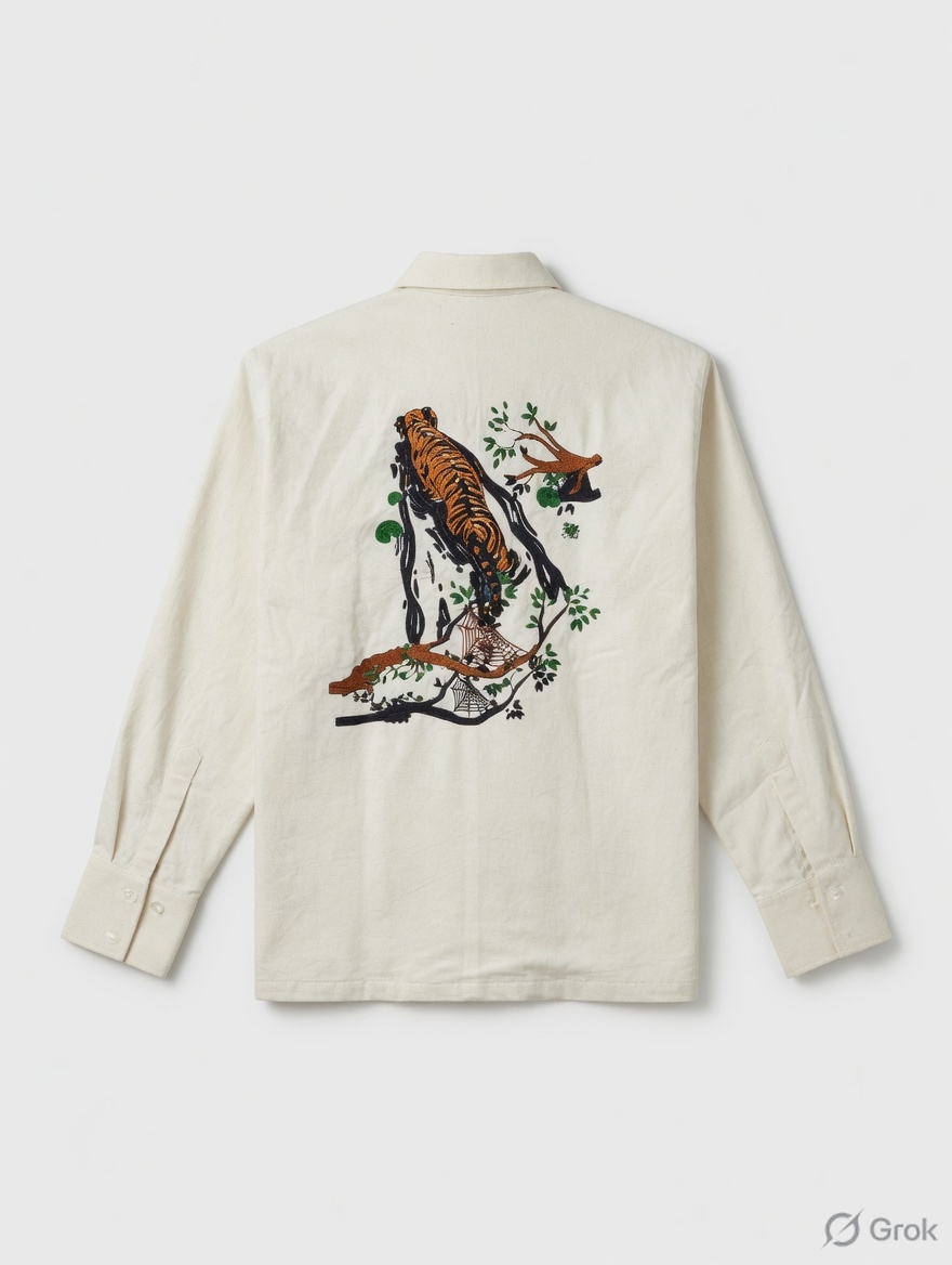 Tiger Back Embroidered Shirt - cloth image 2