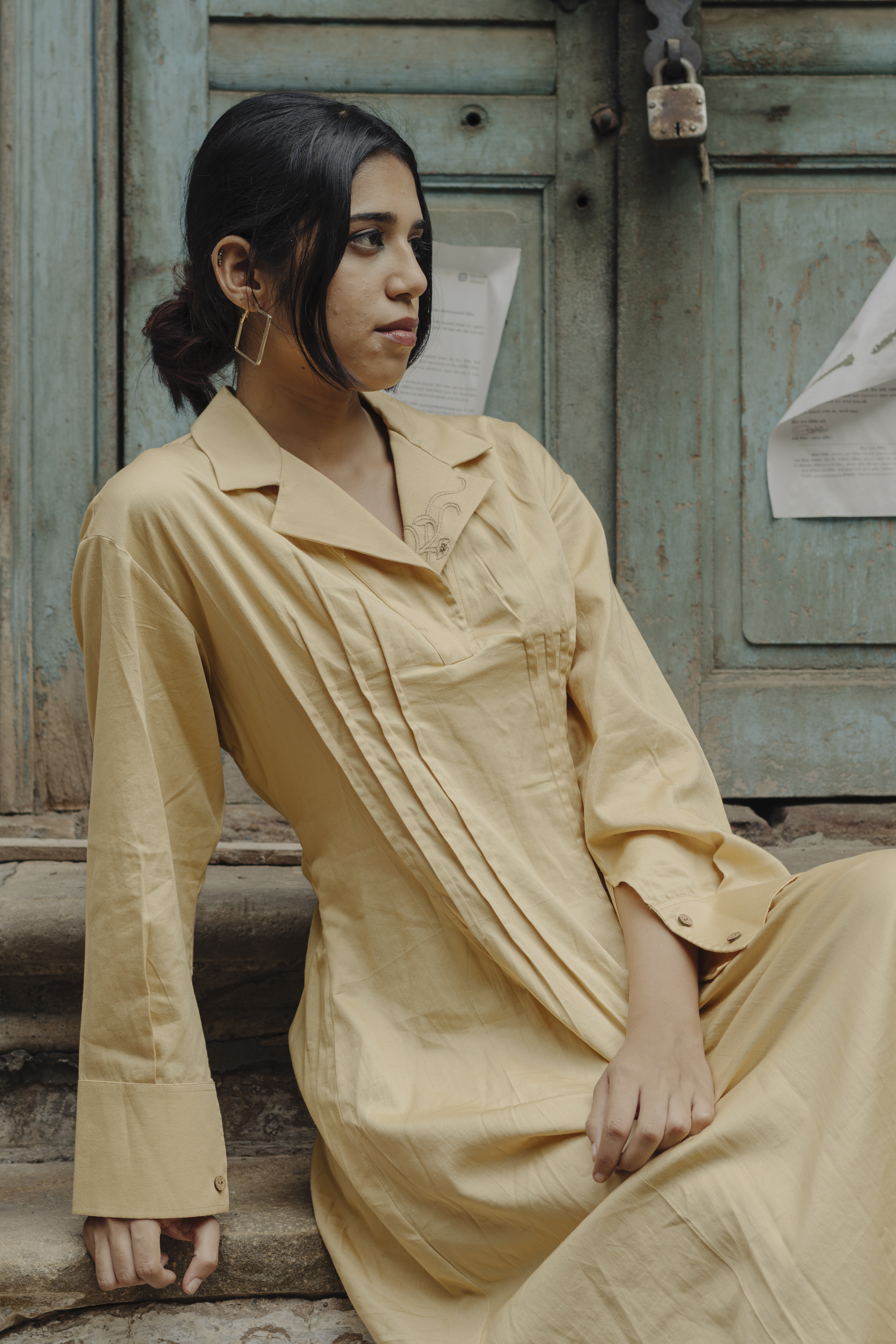 Yellow Pleated Dress