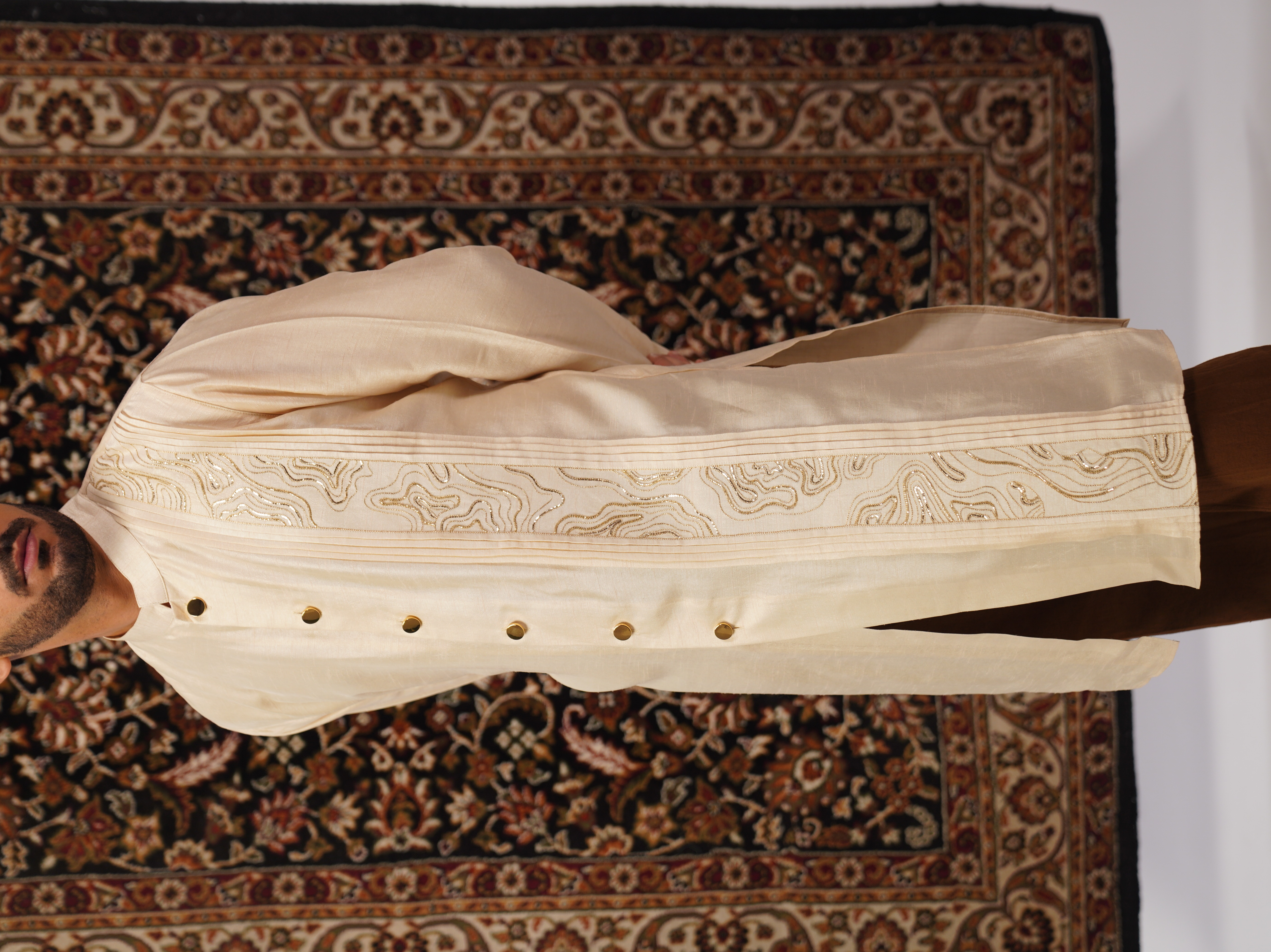 Beige Embroidered Kurta