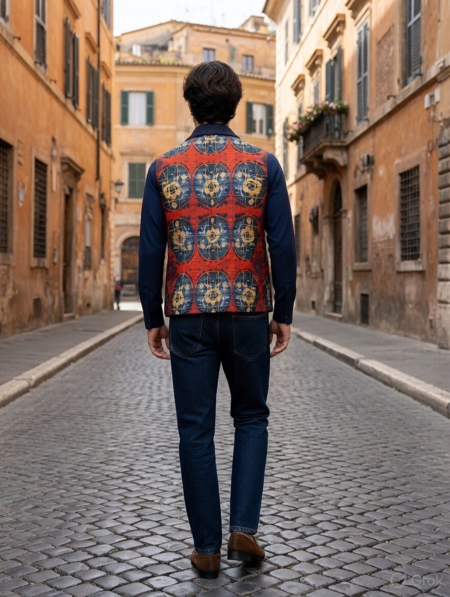 Red oval Printed Waistcoat 2