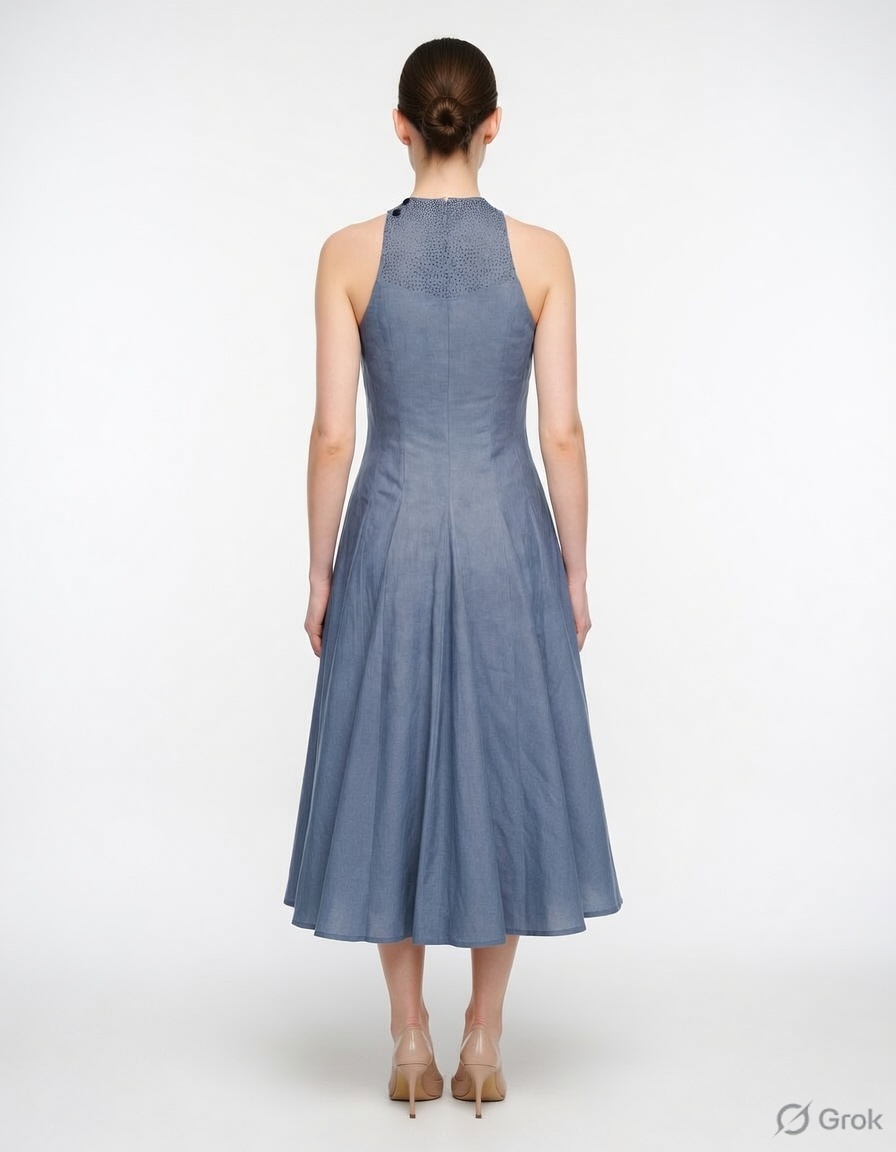 Grey Beads Embroidered Panel Dress 2