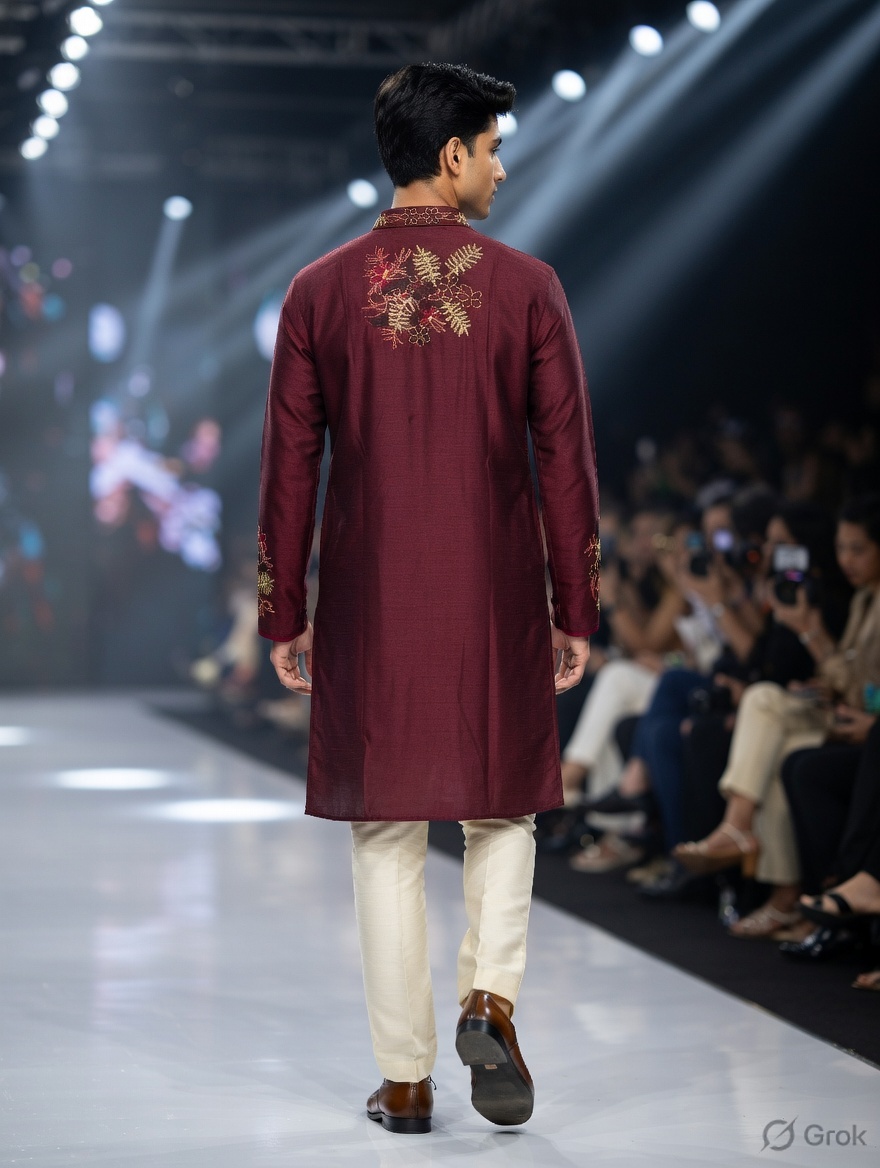 Maroon Embroidered Kurta 2