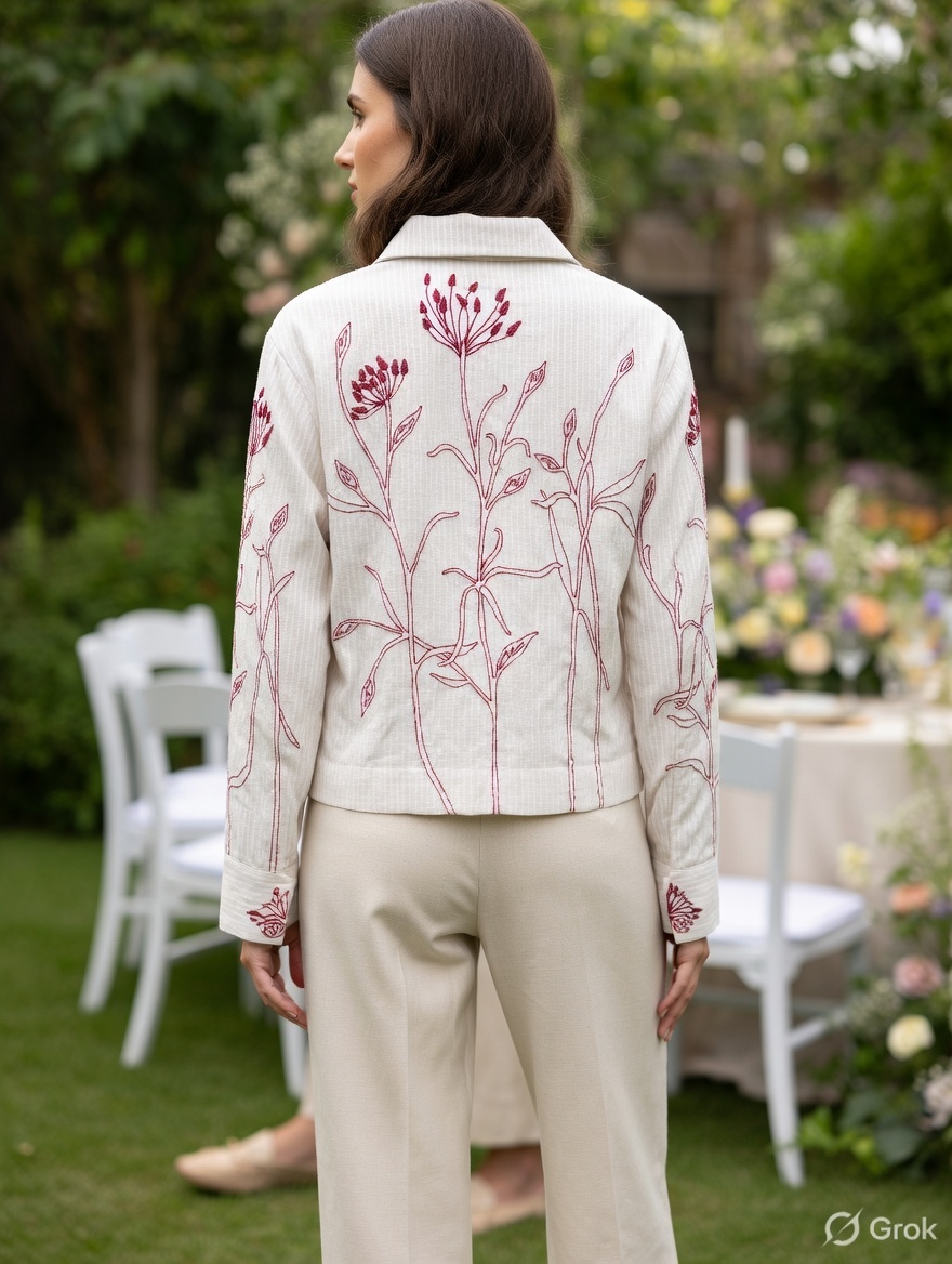 Red Embroidered Crop shirt 2