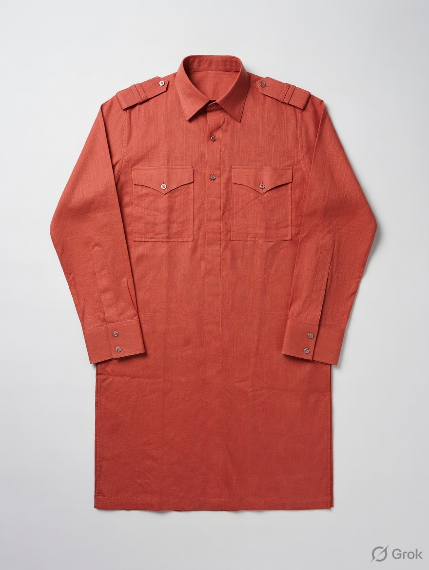 Red Constructed kurta - cloth image 1