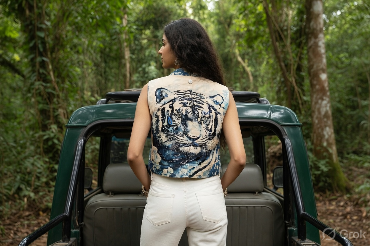 Tiger Embroidered Crop Shirt 2