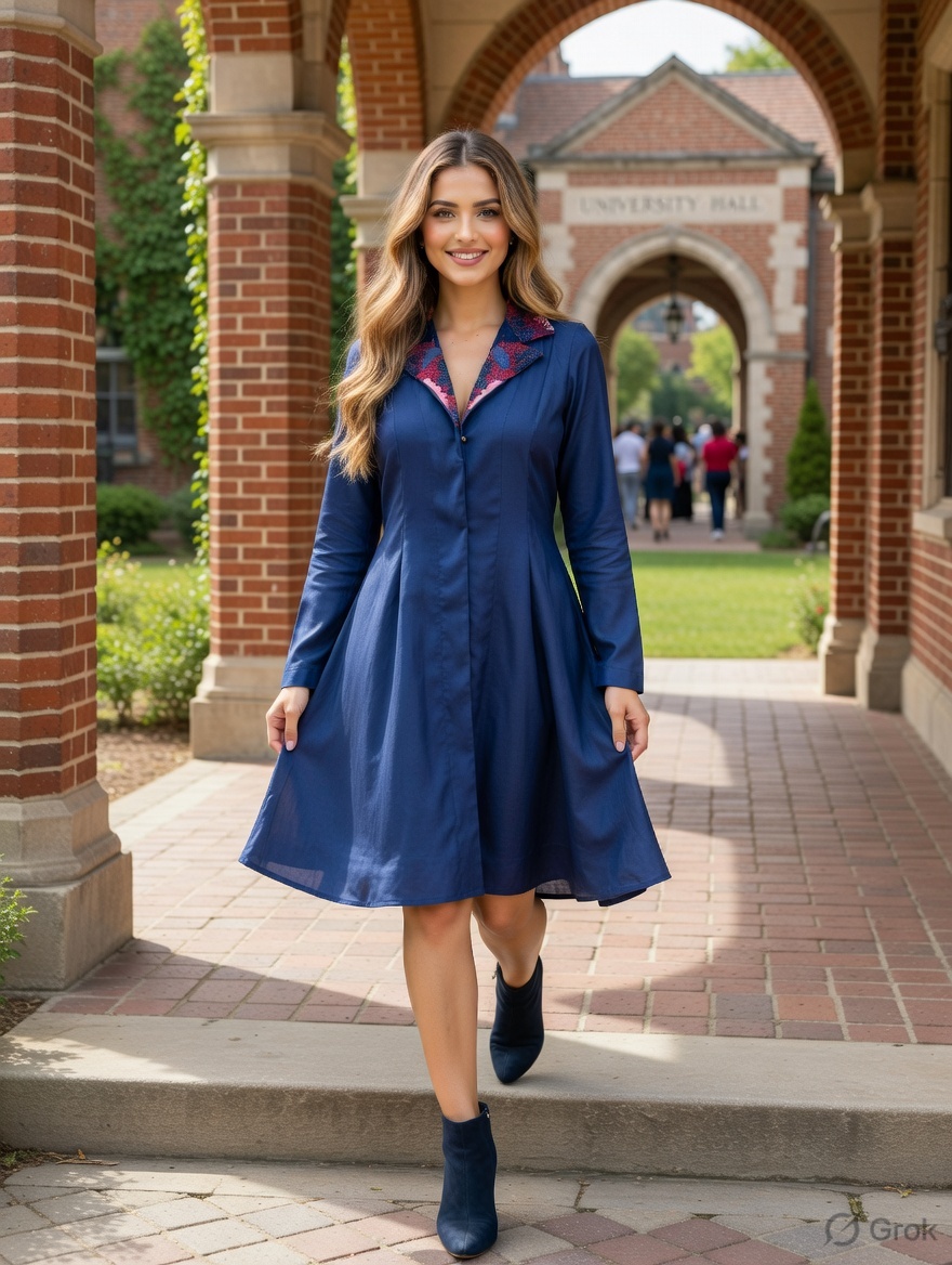 Embroidered Collar Dress