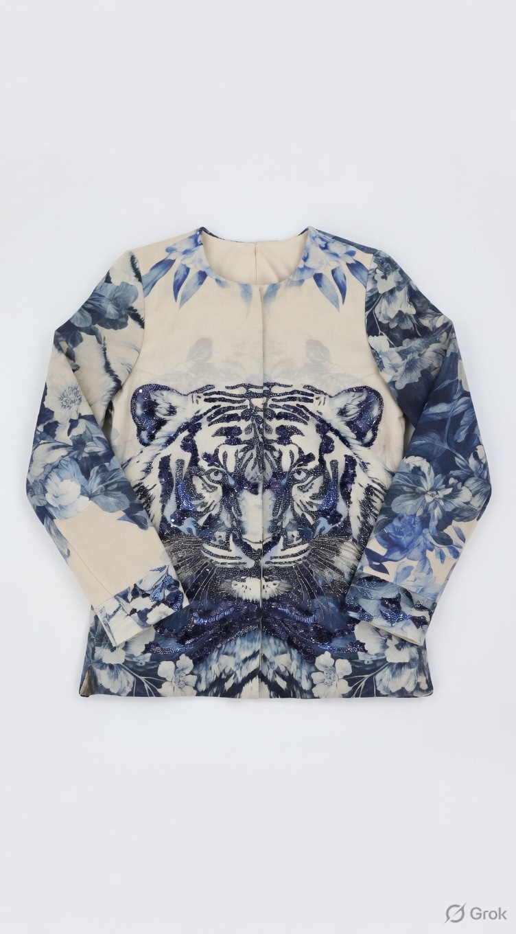 Tiger Embroidered Coat - cloth image 1