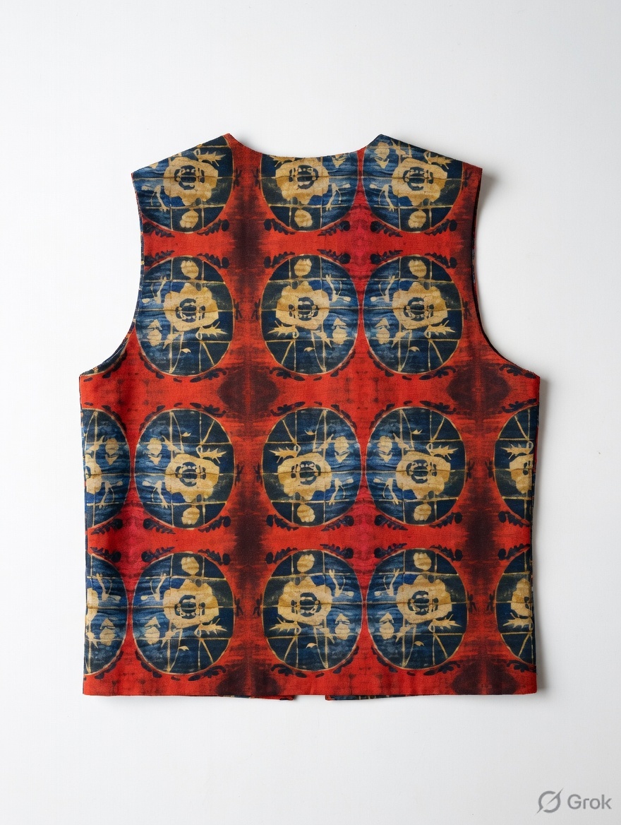 Red oval Printed Waistcoat - cloth image 2