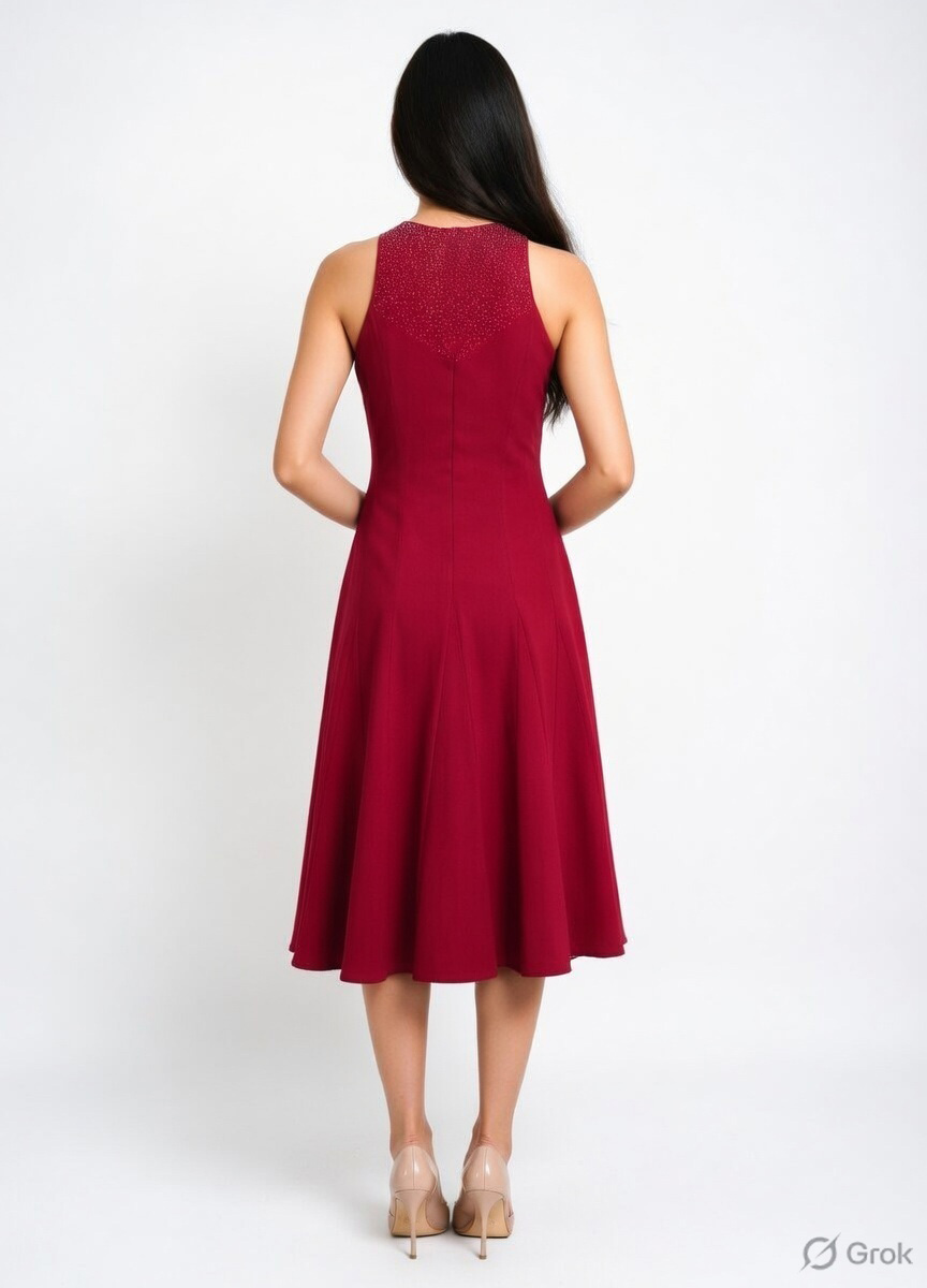 Maroon Beads Embroiderd Pannel Dress 2