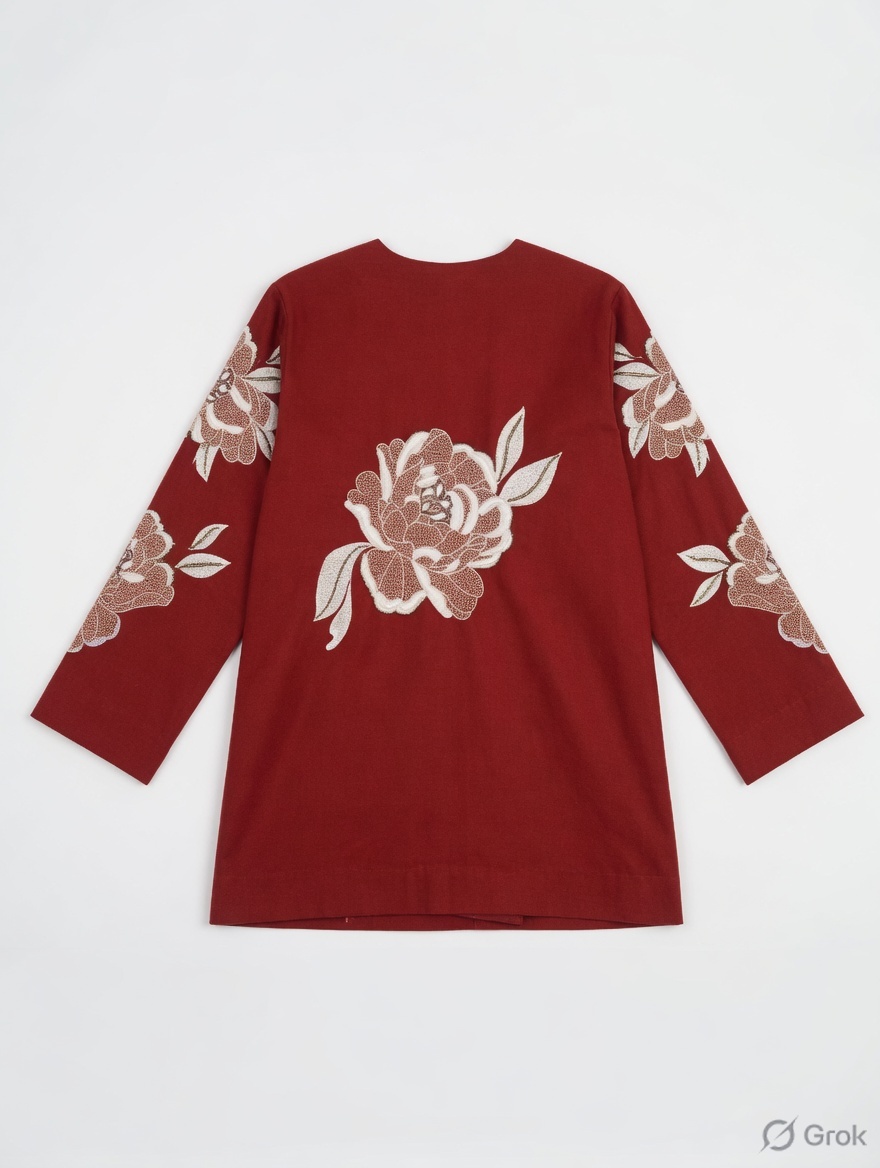 Maroon Floral Jacket - cloth image 2