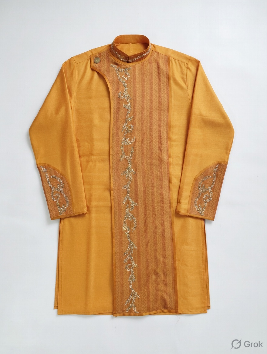 Yellow Embroidered Kurta - cloth image 1