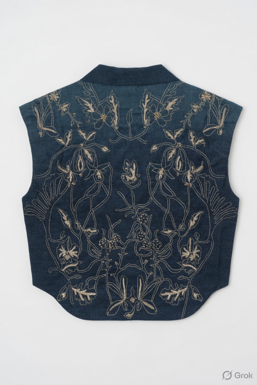 Ombre Embroidered Crop Shirt - cloth image 2