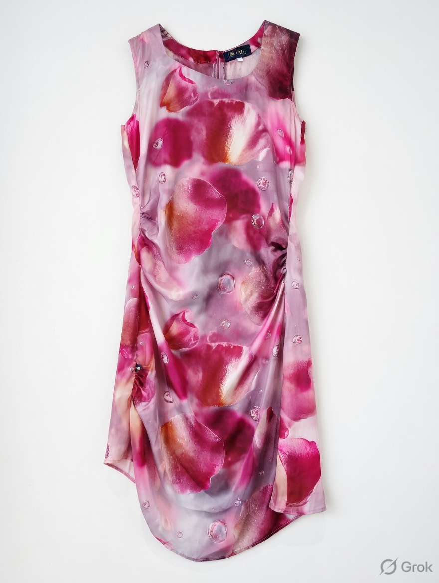 Rose Printed Drape Dress - cloth image 1