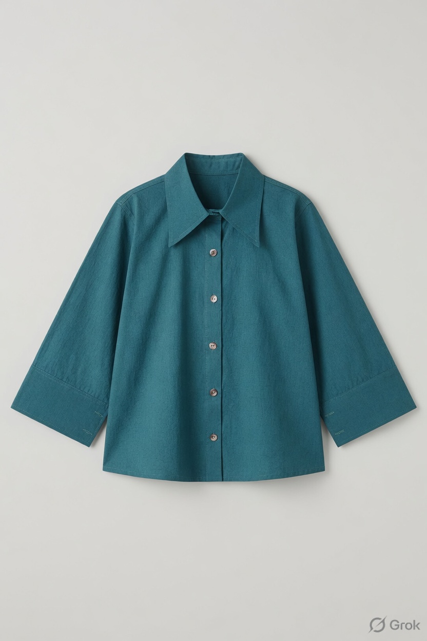 Teal Cherry Blossom Shirt - cloth image 1