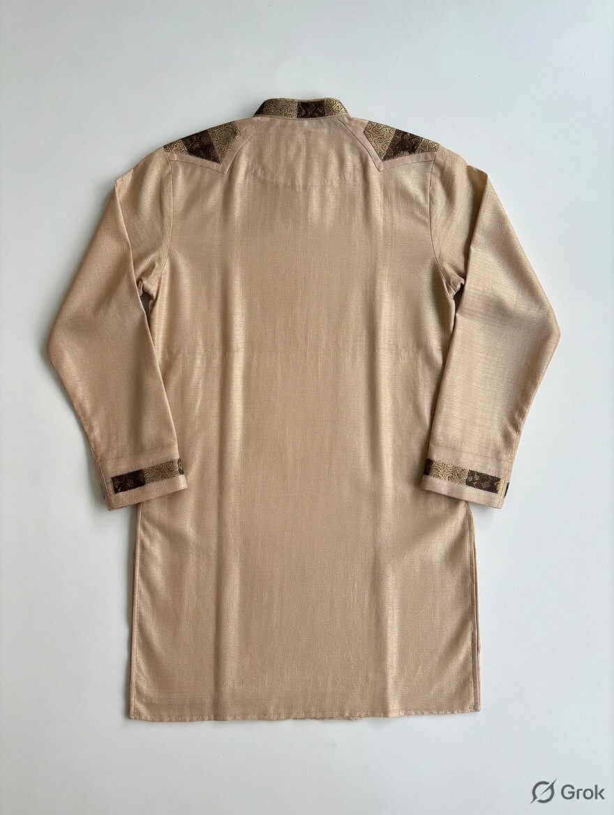Beige geometric Embroidered Kurta - cloth image 2