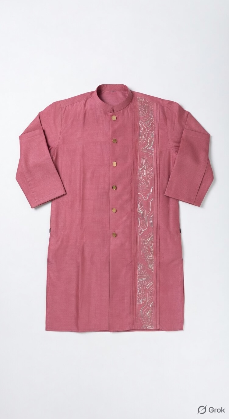 Pink Wave Embroidered Kurta - cloth image 1