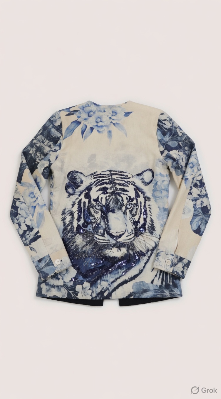 Tiger Embroidered Coat - cloth image 2