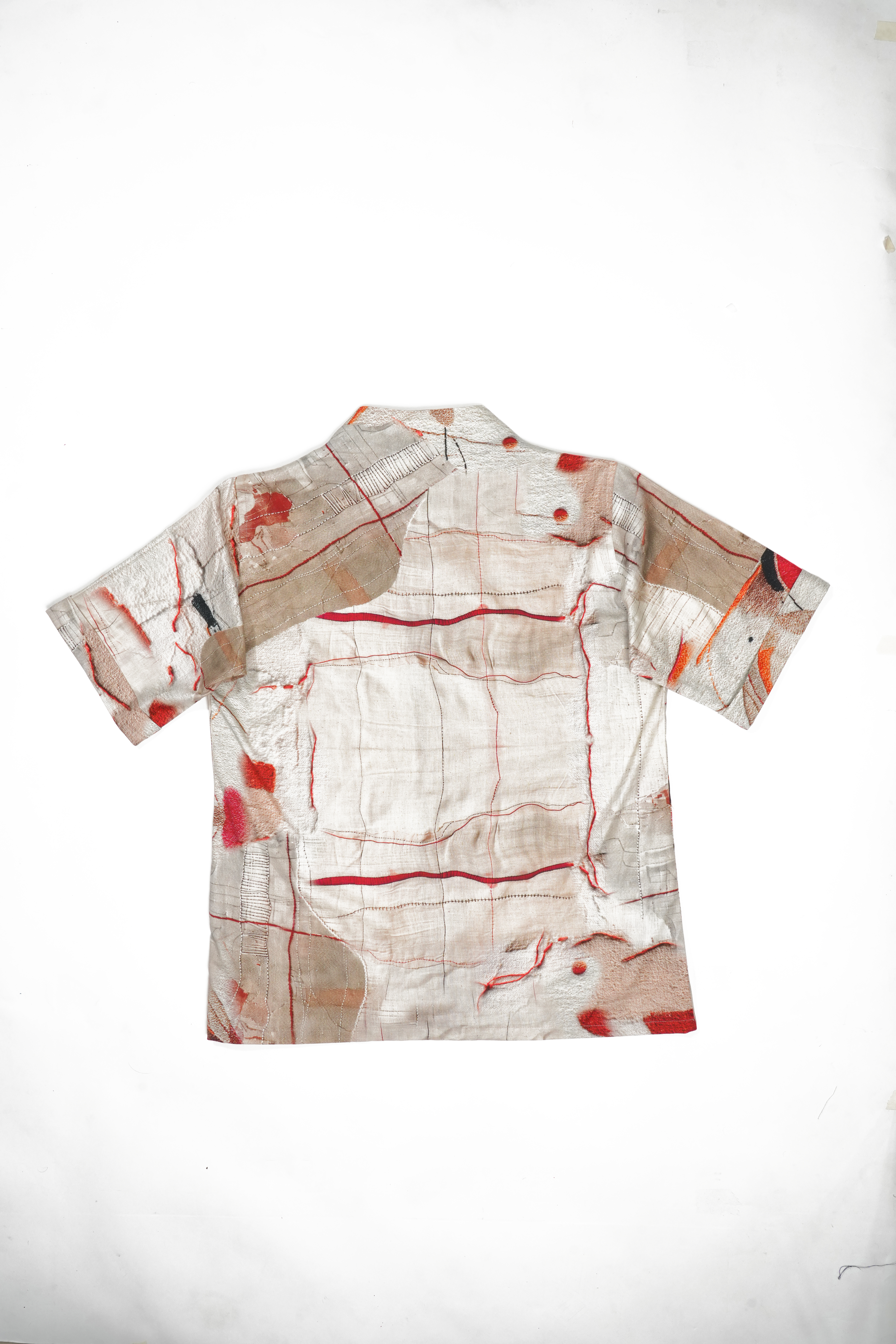 Textile Threads Printed Baseball Coller Shirt - cloth image 1