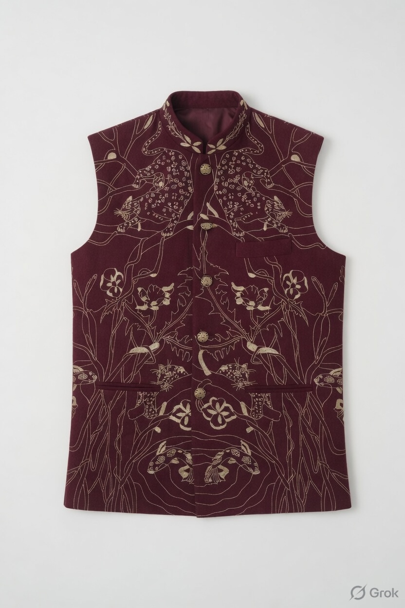 Leopard Embroidery Waistcoat - cloth image 1