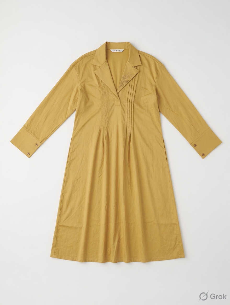 Yellow Pleated Dress - cloth image 1